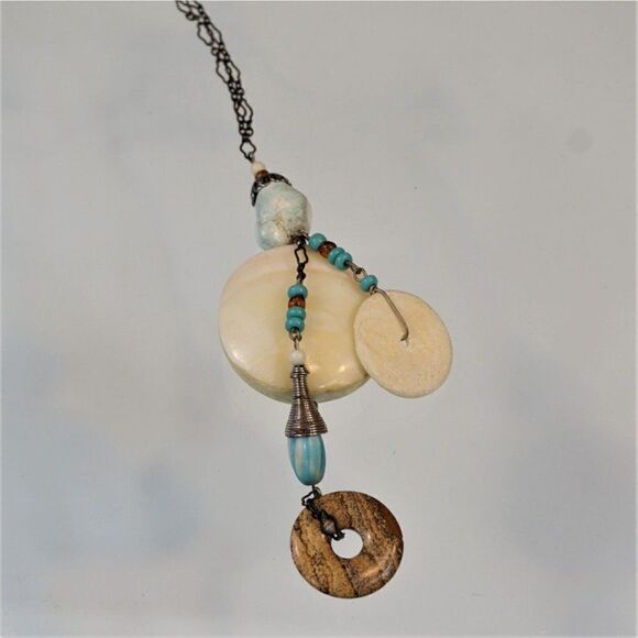 Vintage Iris Lane Necklace 1980s Designer Signed Beach Boho One of a Kind - Picture 7 of 8